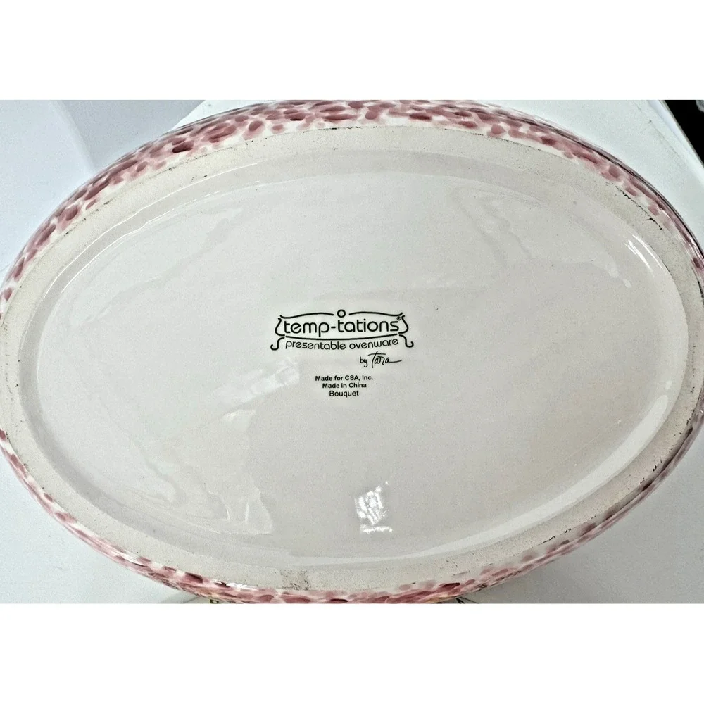 Temptations Presentable Ovenware Covered Casserole Dish Floral Pink
